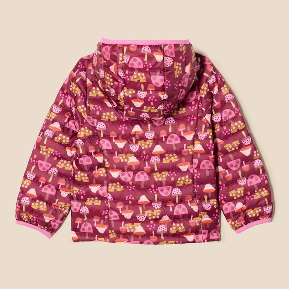 Girls Burgundy Lightweight Water Resistant Hooded Puffer Jacket Winter Coat - Picture 3 of 7